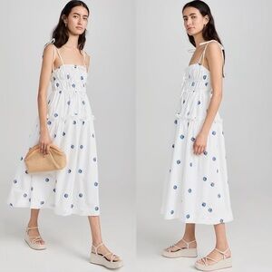 Joie Cotton Blue Seashell White Midi Dress NWT Small